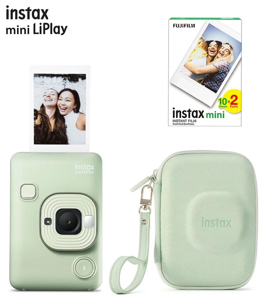 FUJIFILM INSTAX LIPLAY MATCHA GREEN + ÇANTA + 20'Lİ FİLM - 1