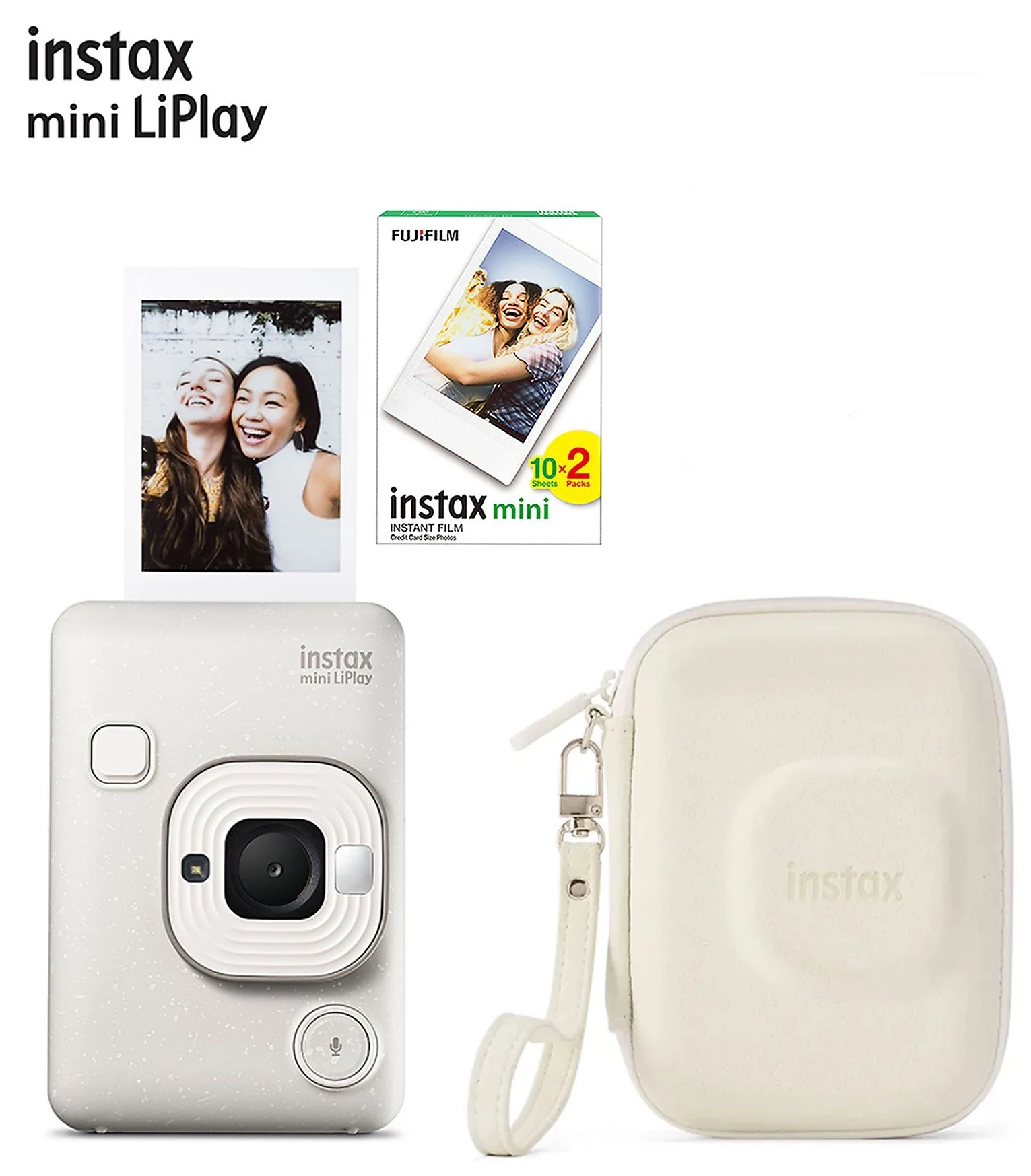 FUJIFILM INSTAX LIPLAY MISTY WHITE + ÇANTA + 20'Lİ FİLM - 1