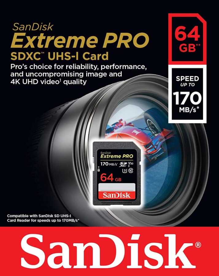  Sandısk Extreme Pro Sdxc 64gb 170mb/s Sd Kart