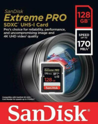 SANDISK EXTREME PRO SDXC 128GB 170Mb/s SD KART - Thumbnail