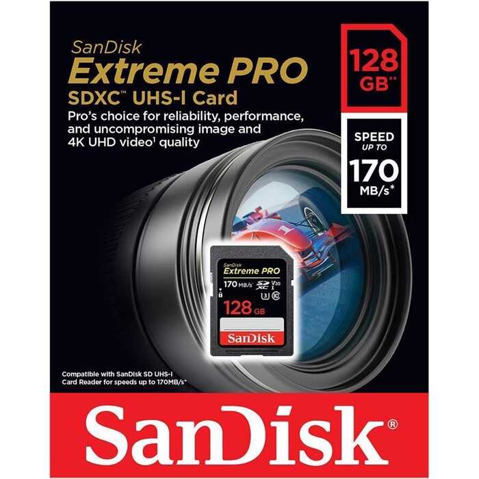 SANDISK EXTREME PRO SDXC 128GB 170Mb/s SD KART